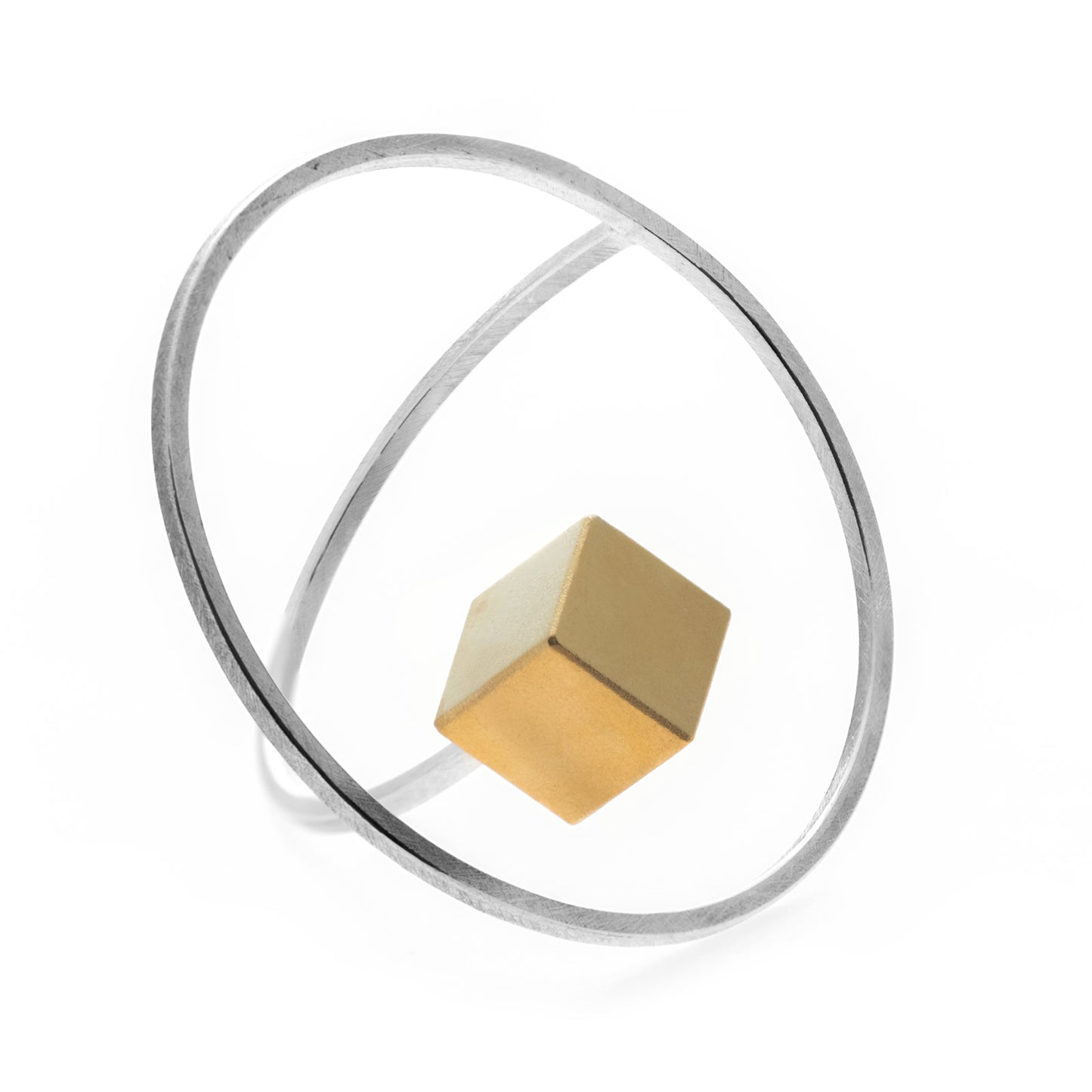 Levitate Structural Handmade Bangle | Silver + gold