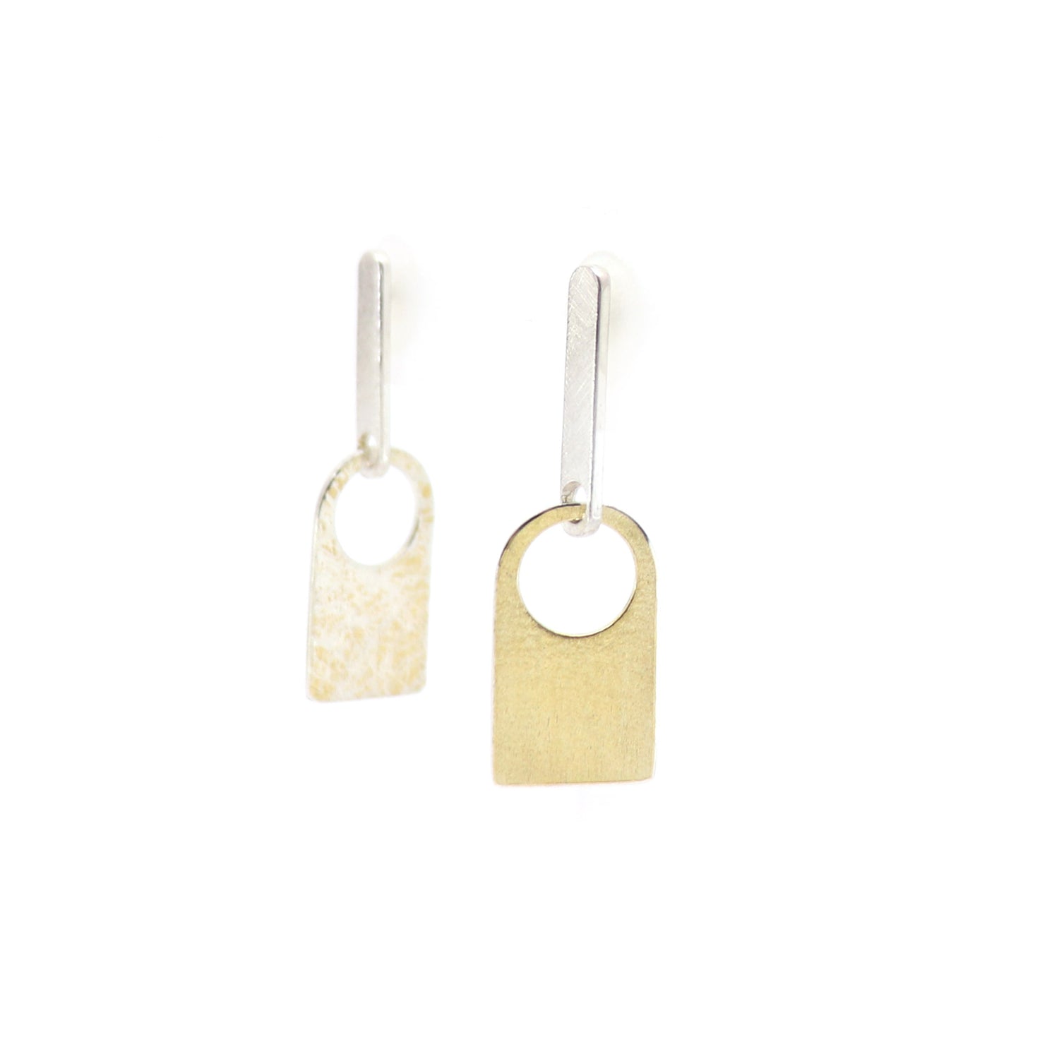 Arch reCreate earrings in bauhaus style silver and gold