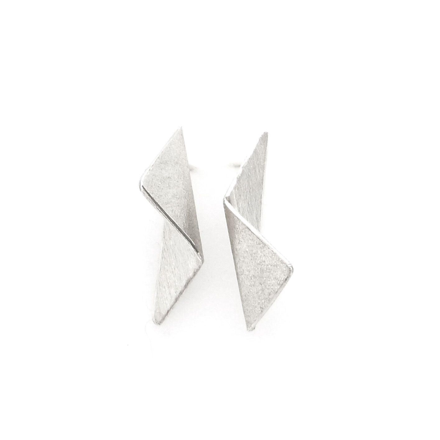 Geometric Small Folded Triangle earrings | silver or gold