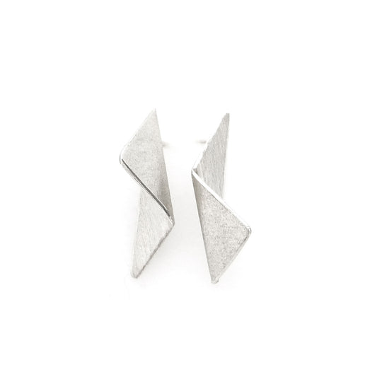 Geometric Small Folded Triangle earrings | silver or gold