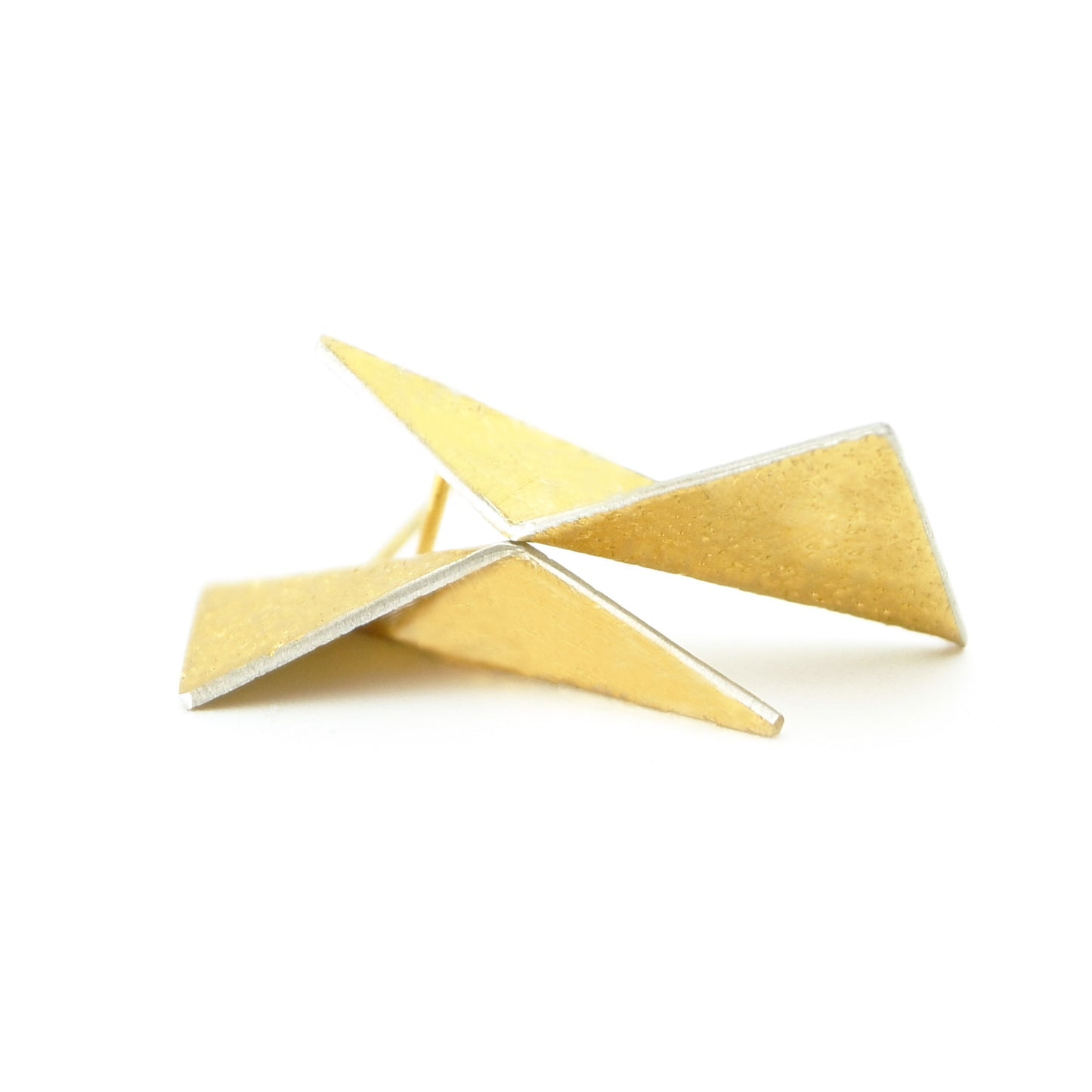 Geometric Small Folded Triangle earrings | silver or gold