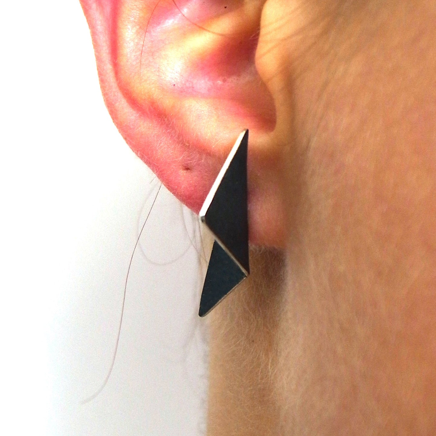 Geometric Small Folded Triangle earrings | silver or gold
