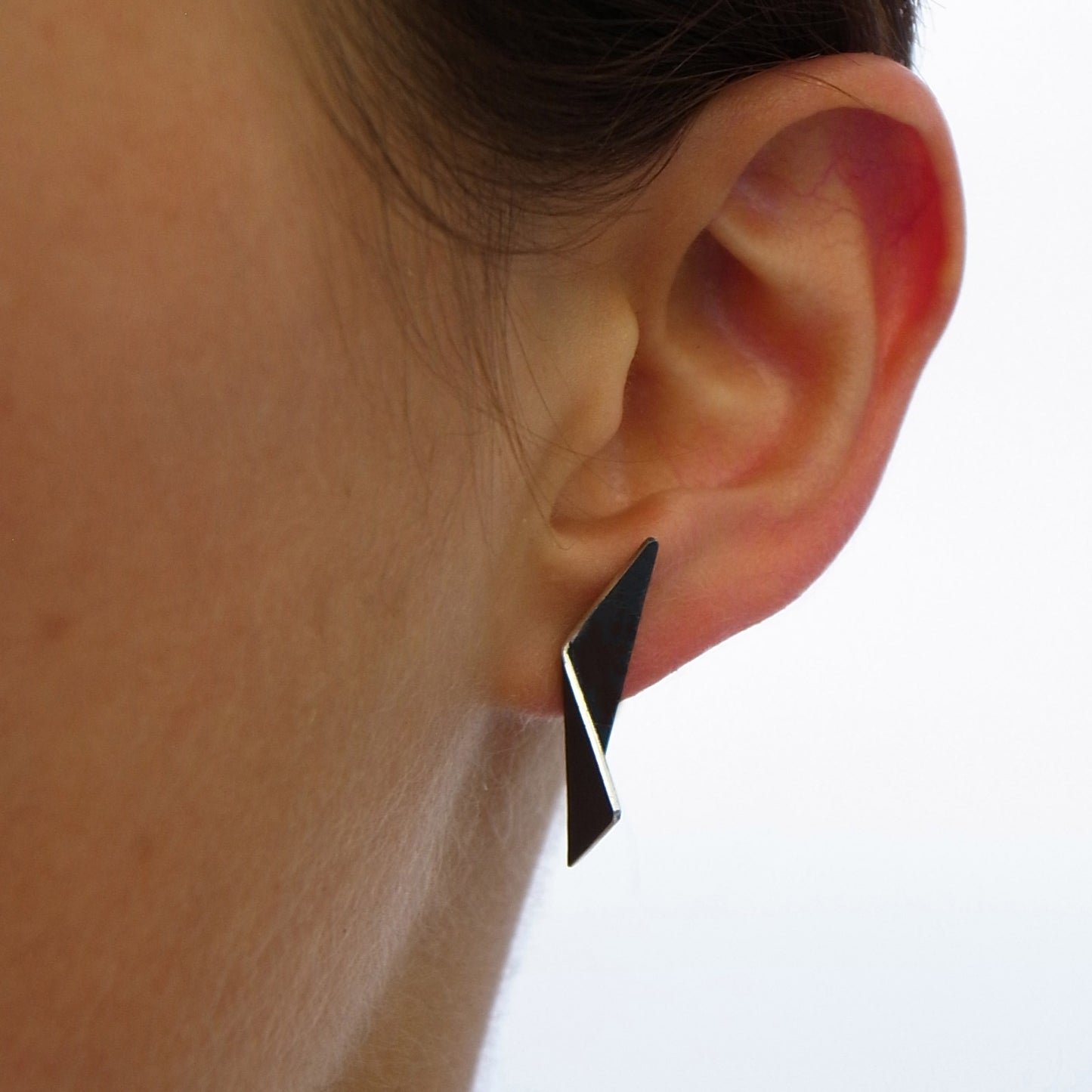 Geometric Small Folded Triangle earrings | silver or gold
