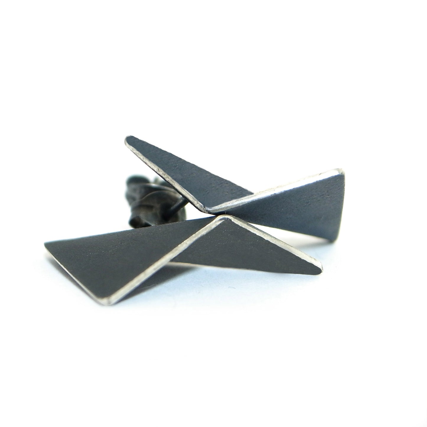 Geometric Small Folded Triangle earrings | silver or gold