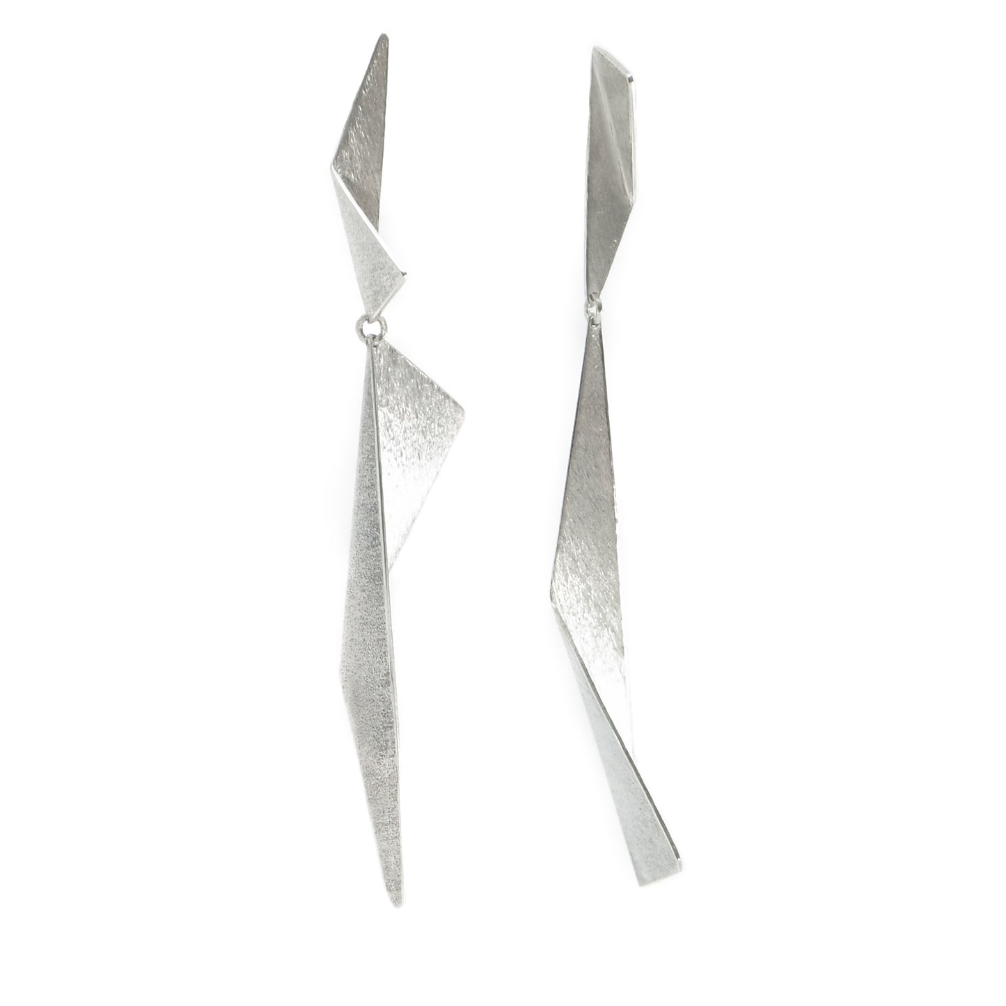 Architectural XL Folded Triangle Earrings | silver or gold