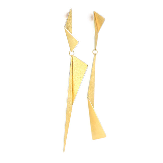 Architectural XL Folded Triangle Earrings | silver or gold
