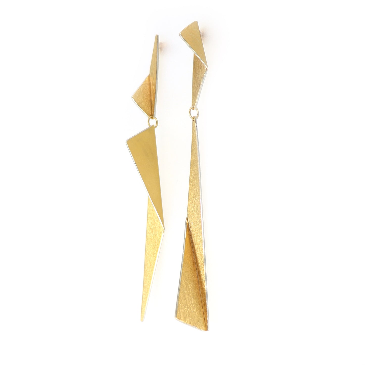 Architectural XL Folded Triangle Earrings | silver or gold