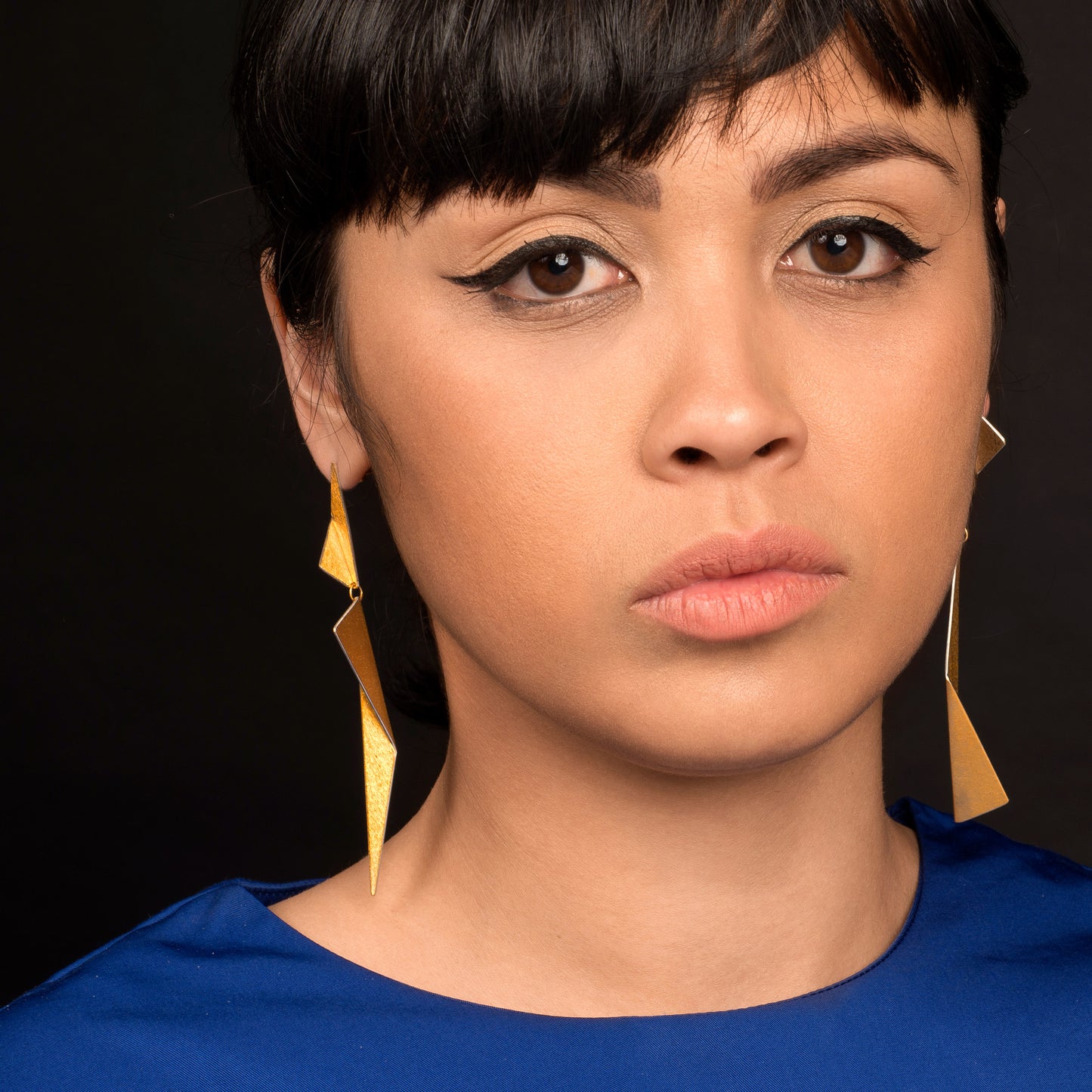 Architectural XL Folded Triangle Earrings | silver or gold