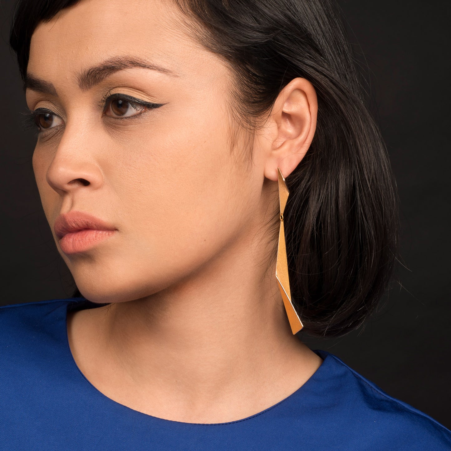 Architectural XL Folded Triangle Earrings | silver or gold
