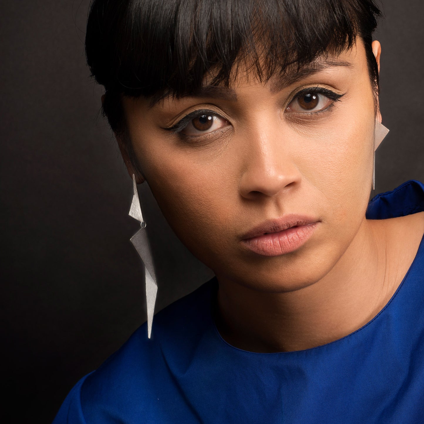 Statement XL Folded Triangle Mismatched Earrings | silver or gold