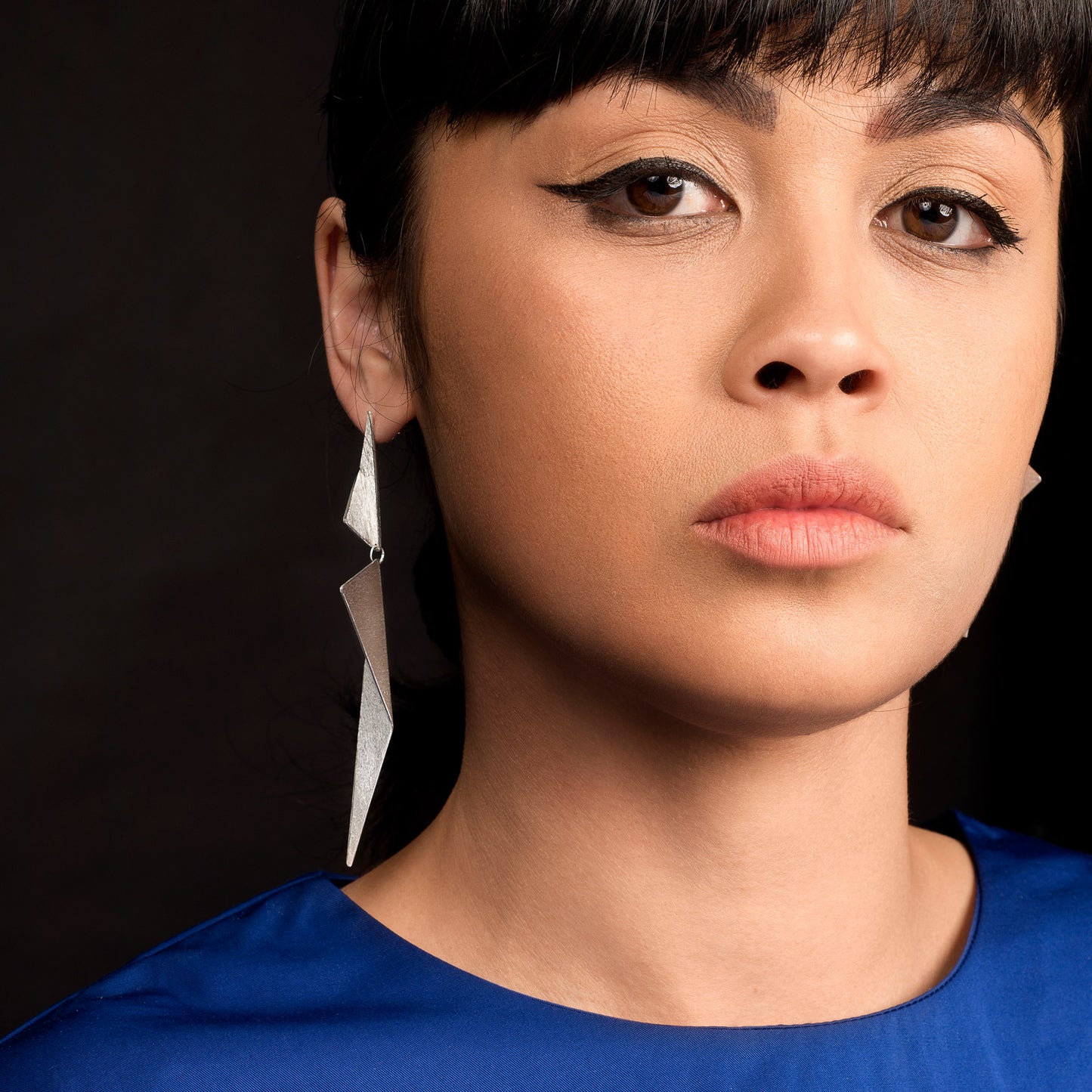Statement XL Folded Triangle Mismatched Earrings | silver or gold