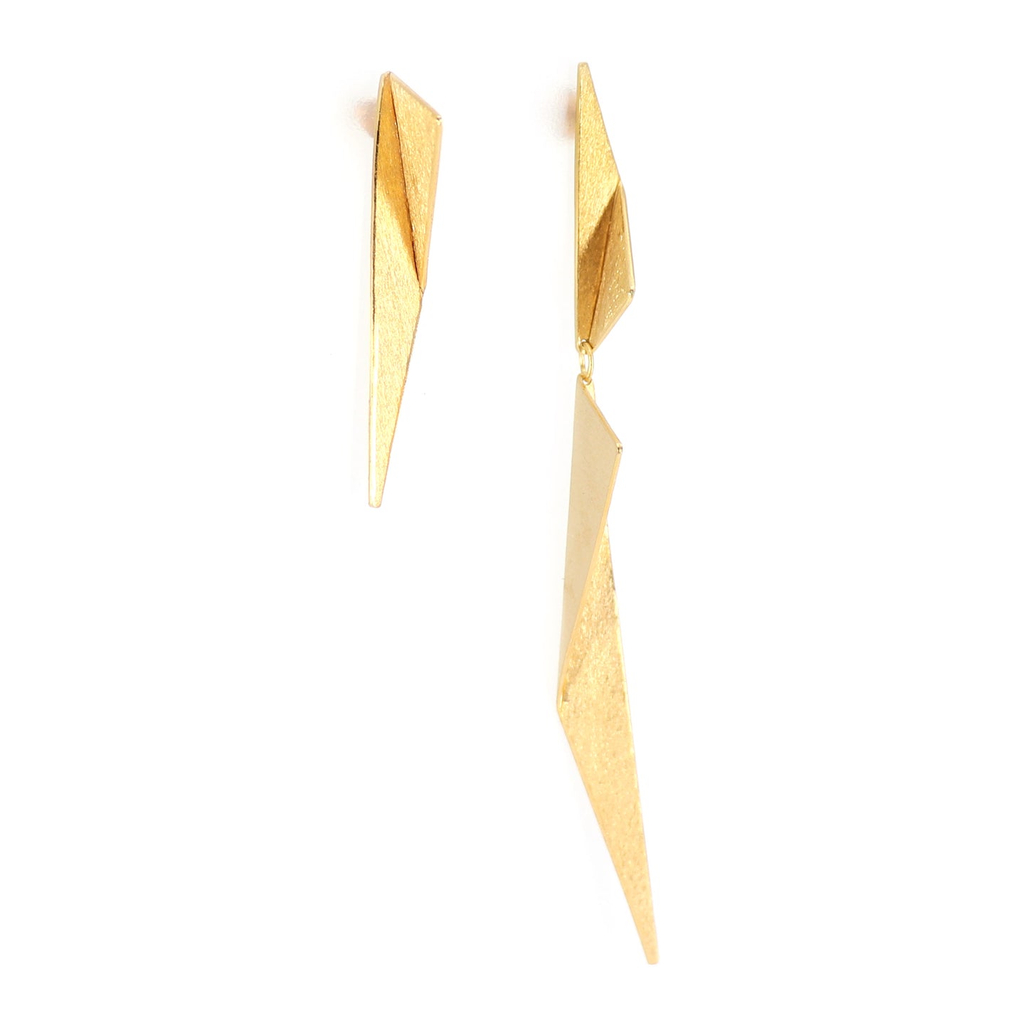 Statement XL Folded Triangle Mismatched Earrings | silver or gold