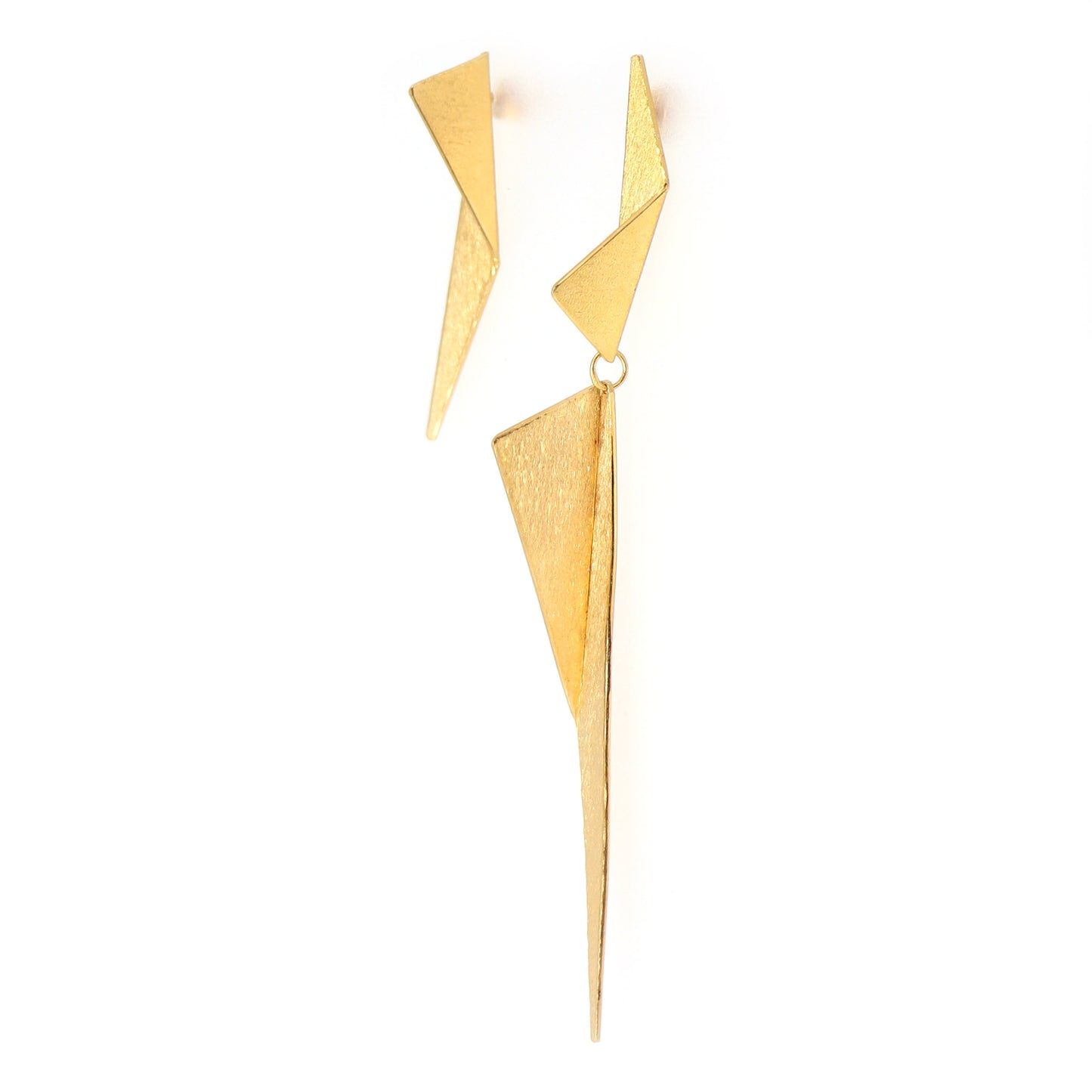Statement XL Folded Triangle Mismatched Earrings | silver or gold