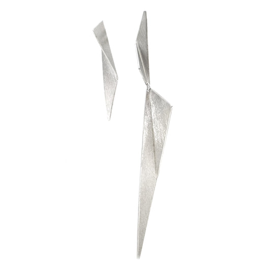 Statement XL Folded Triangle Mismatched Earrings | silver or gold