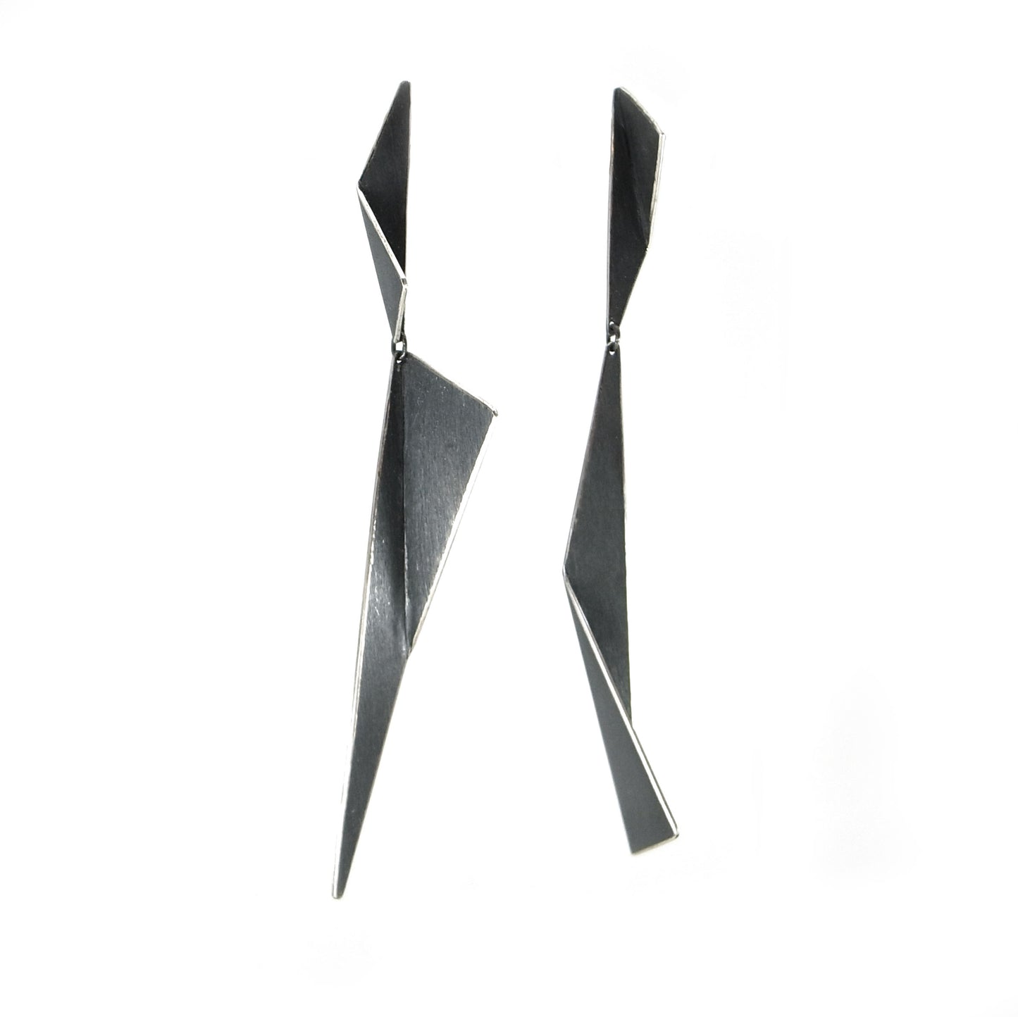 Architectural XL Folded Triangle Earrings | silver or gold