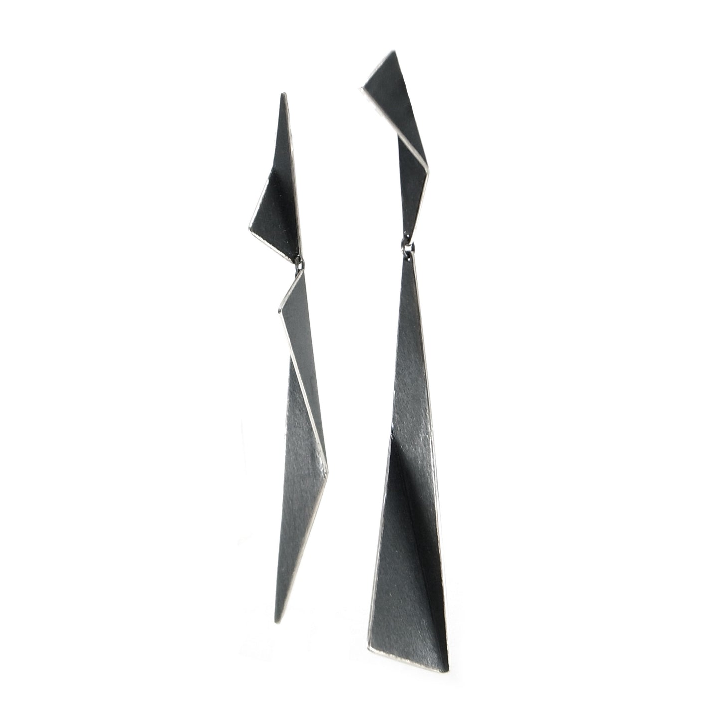 Architectural XL Folded Triangle Earrings | silver or gold