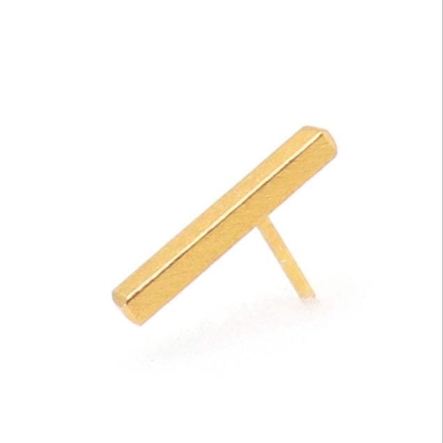 Gold bar-shaped earring on a white background