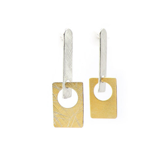 re:Create Rectangle Drop Earrings | silver & gold