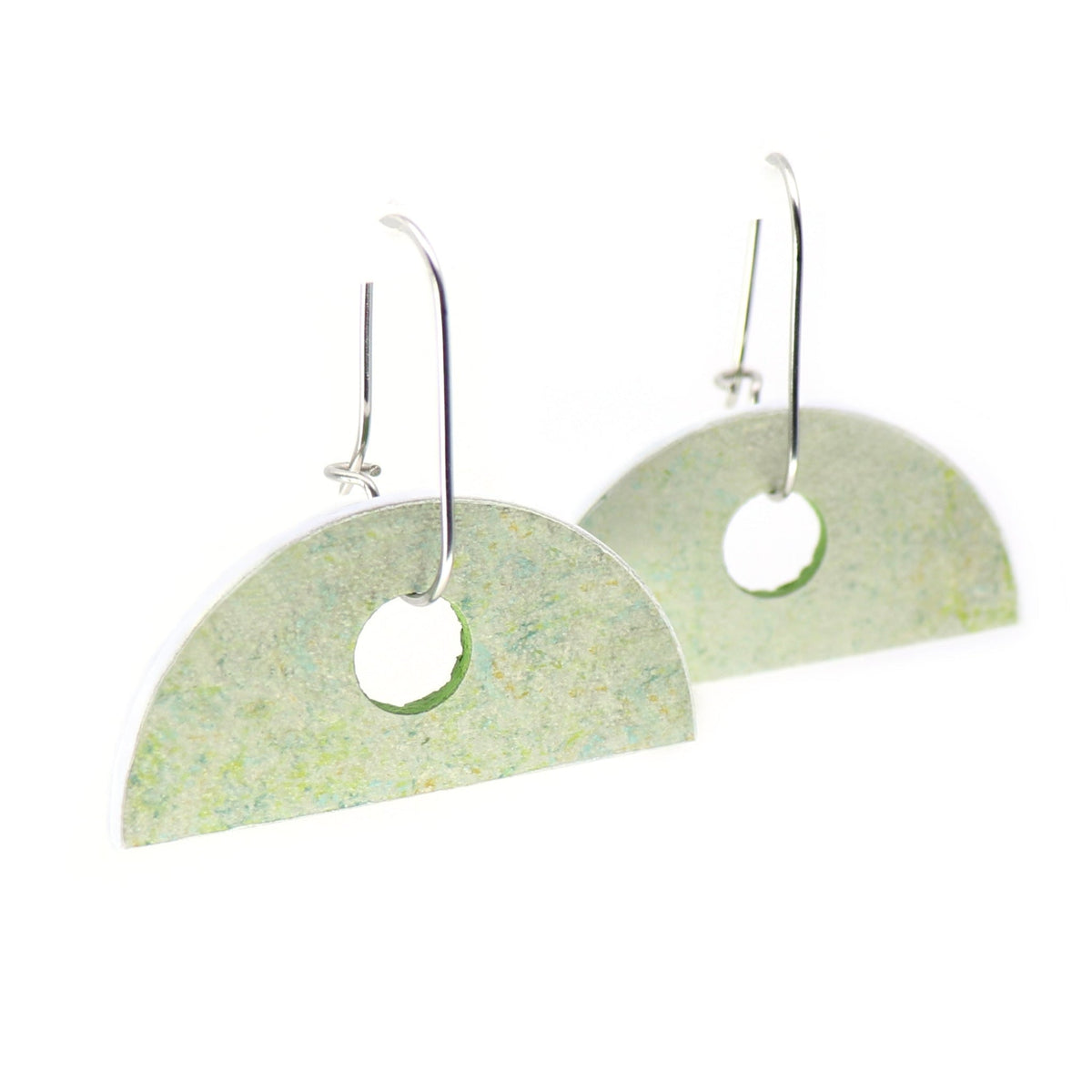 semi-circleoval hoop drop earrings in speckled green