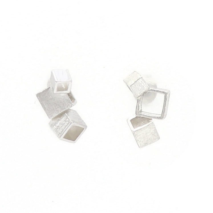 Sterling silver brutalist style stud earrings
