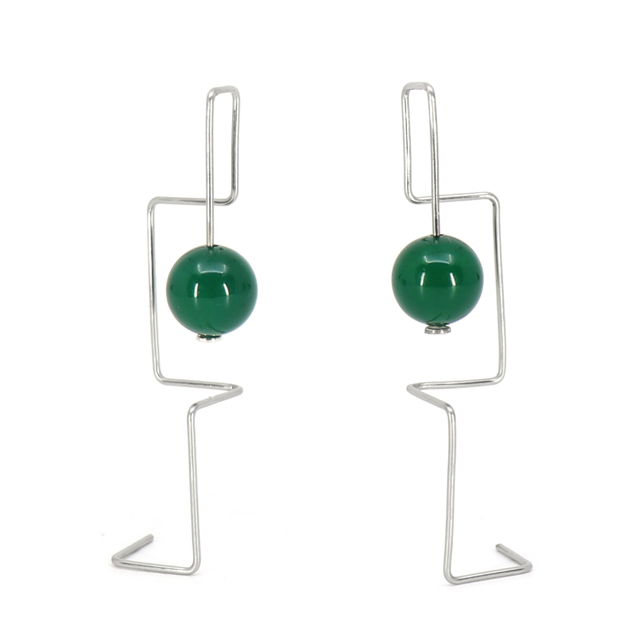 geometric labyrinth wearrings with green agate beads