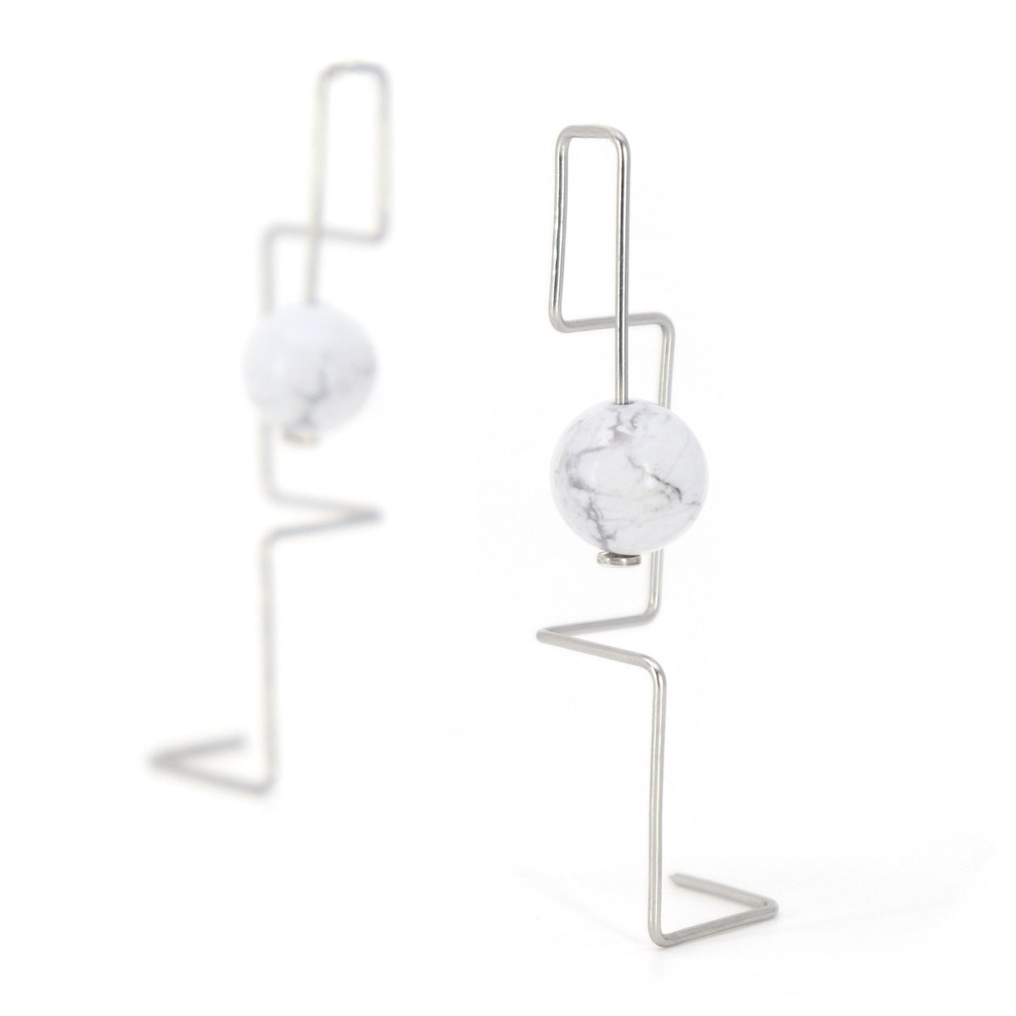 geometric wire earrings with howlite bead