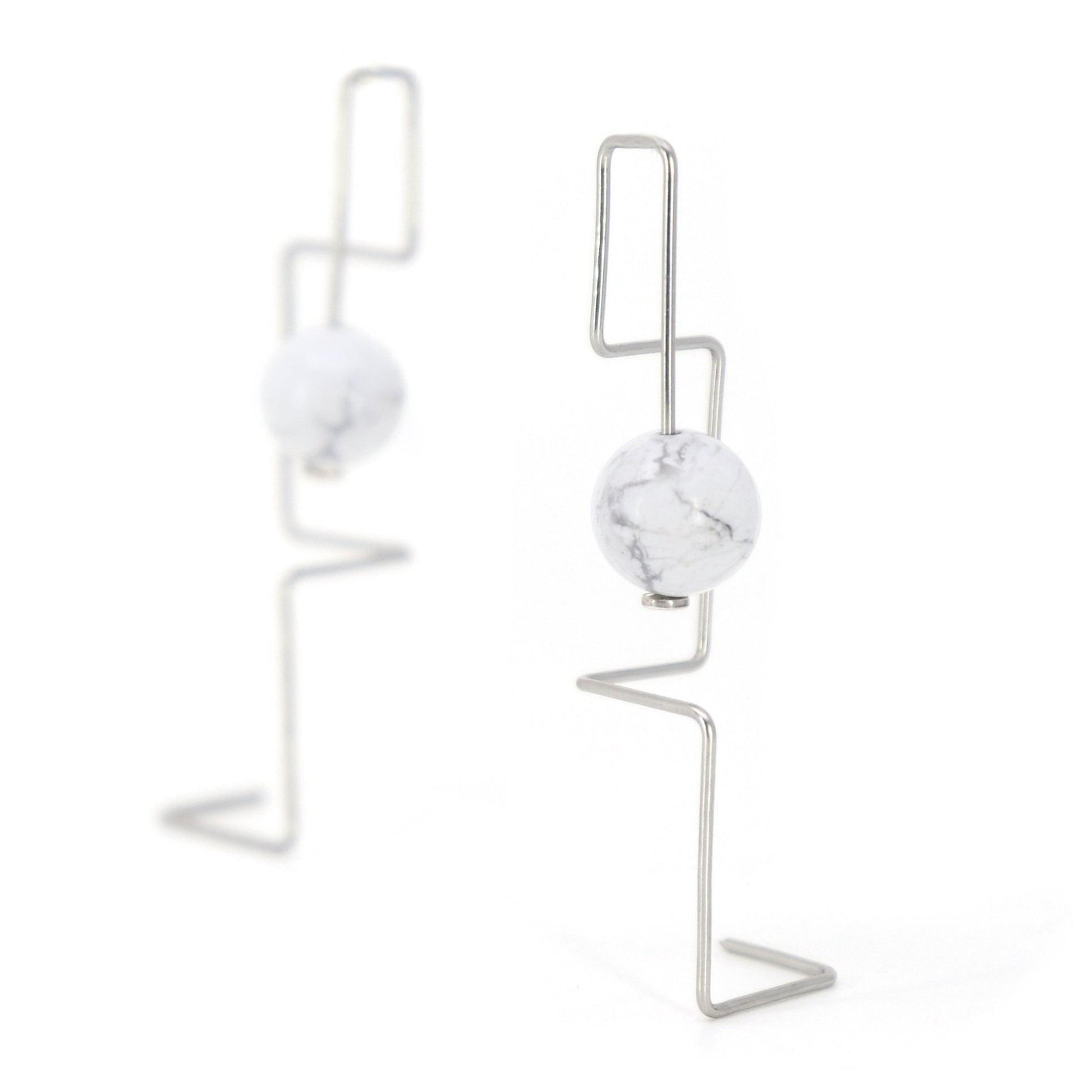 geometric wire earrings with howlite bead