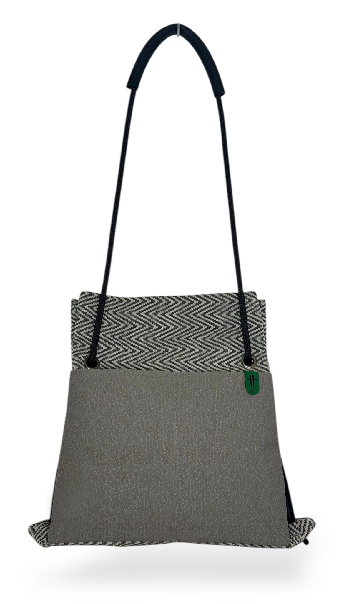 grey zigzag textured sustainable bag - reclaimed limited edition  commuter backpack