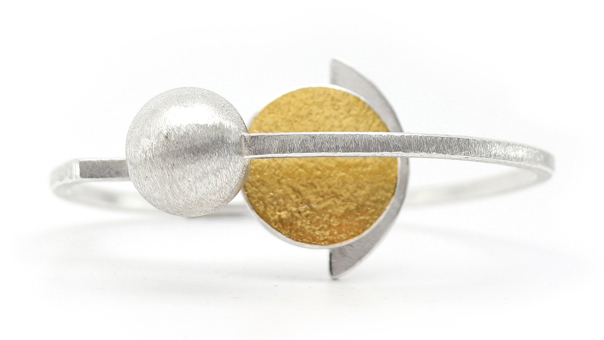 statement silver handmade bangle with keum boo gold