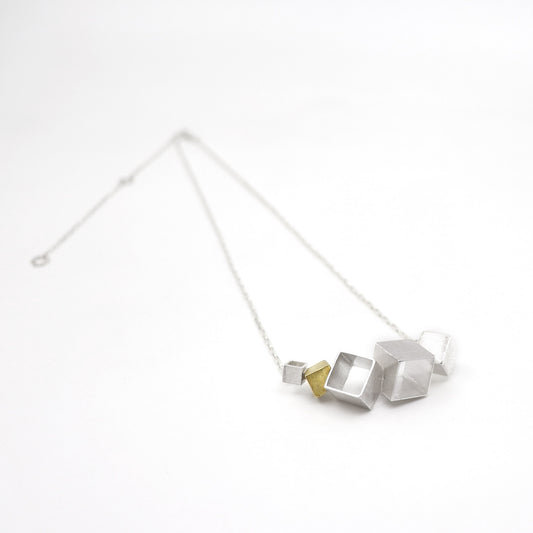 Cubist Silver + Brass Geometric Necklace | Members Only