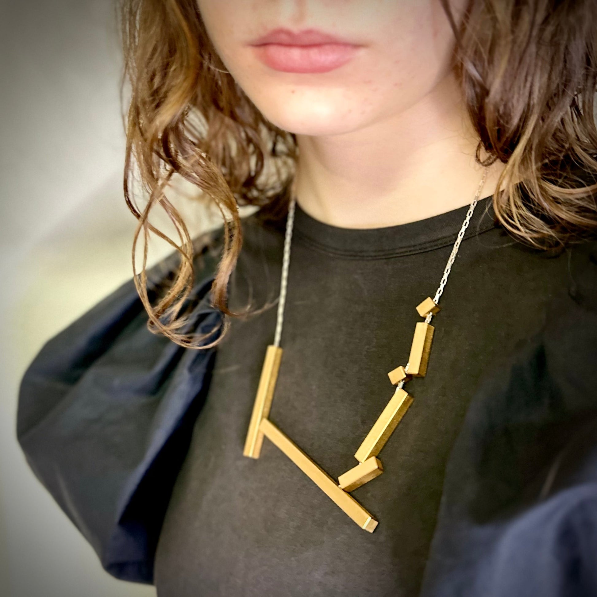 Handmade gold and silver statement necklace 