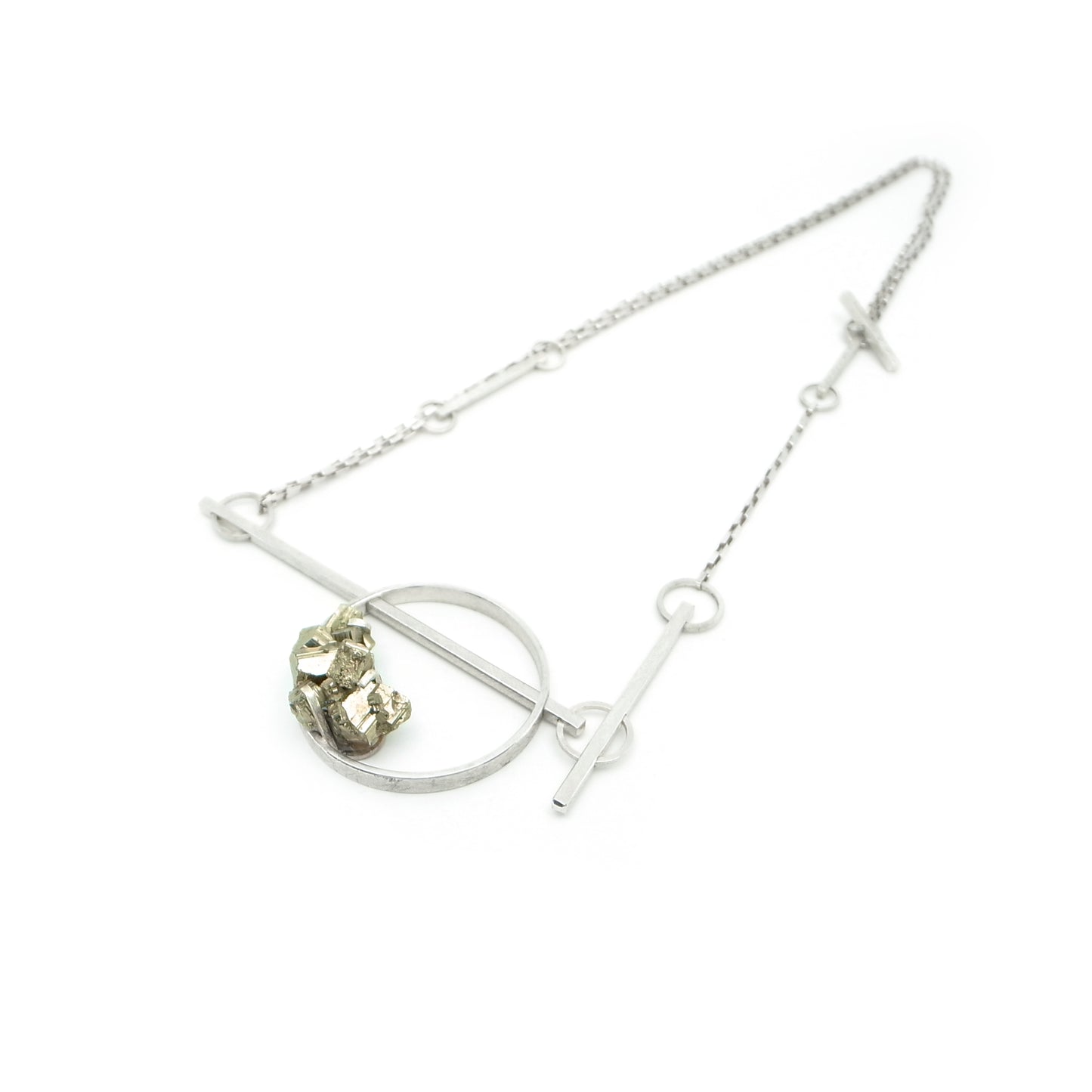 Slider Statement Necklace | silver + pyrite