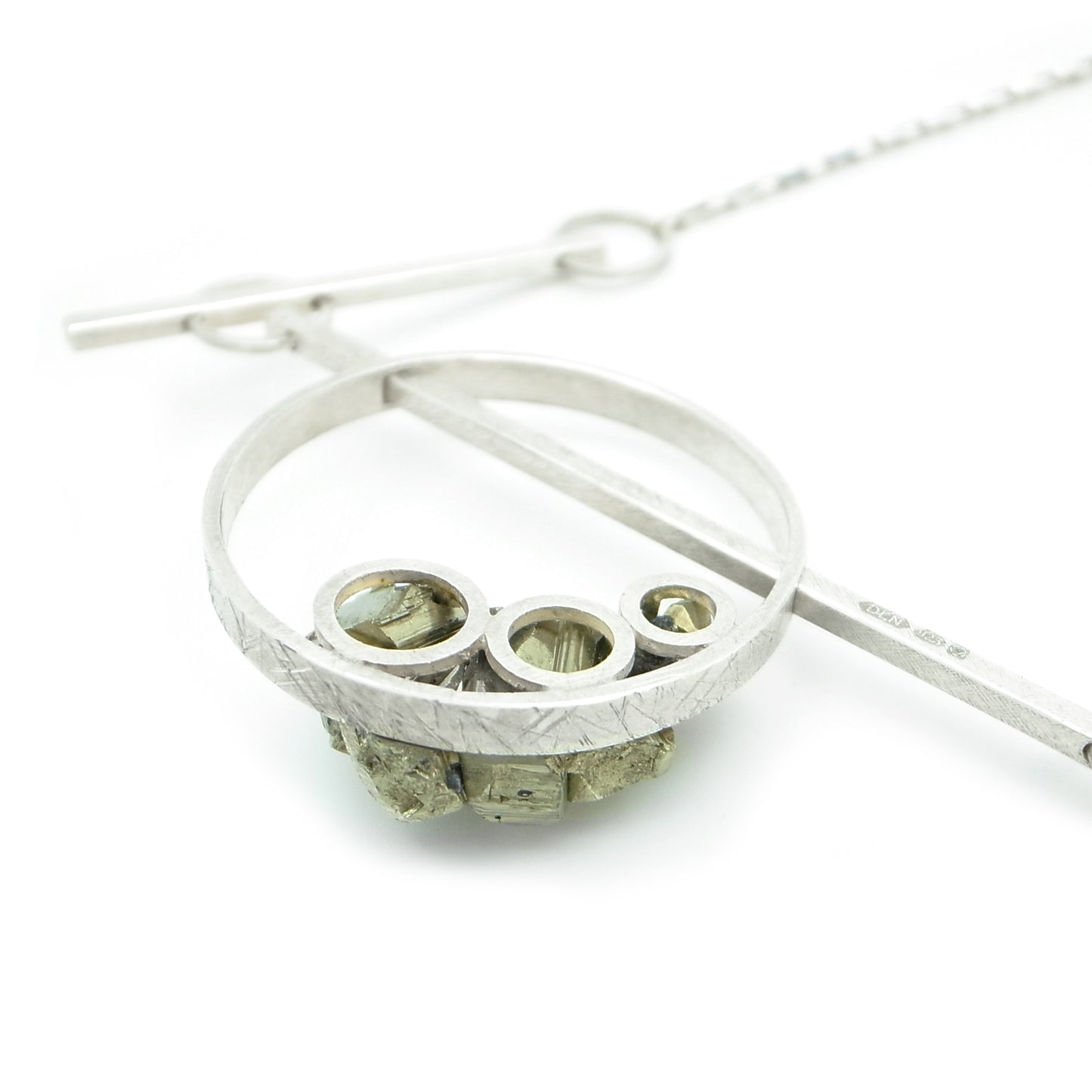 Slider Statement Necklace | silver + pyrite