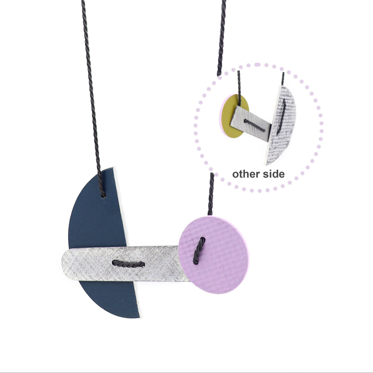 bauhaus style necklace with reversible colourways