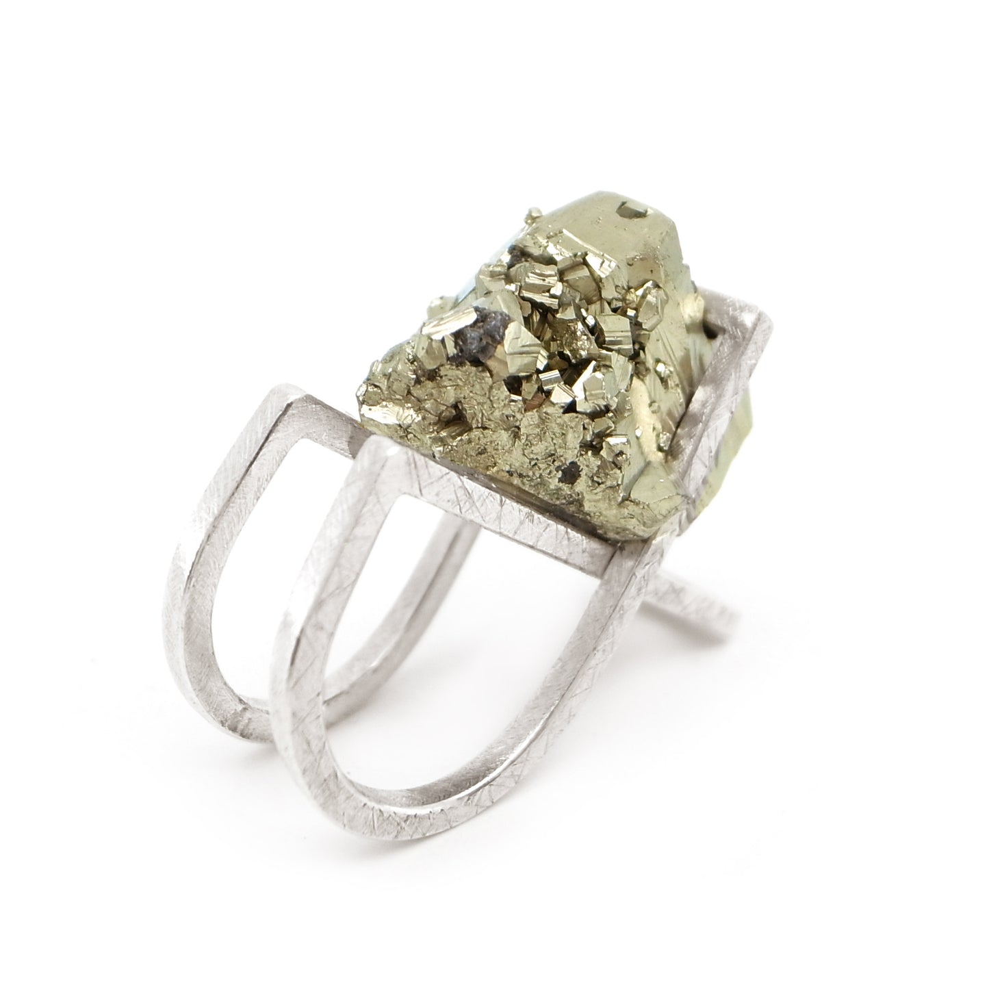 XL Chariot Statement Ring silver + pyrite | SIZE R