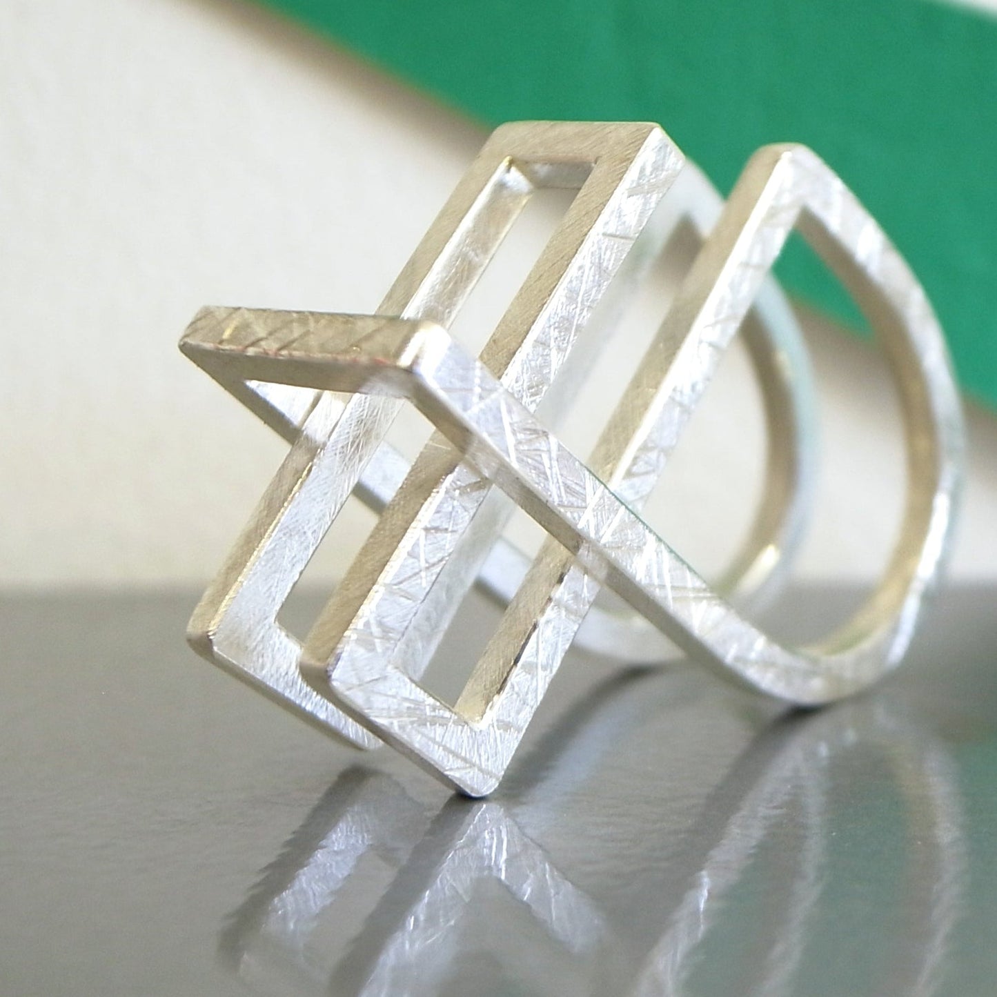 silver geometric ring