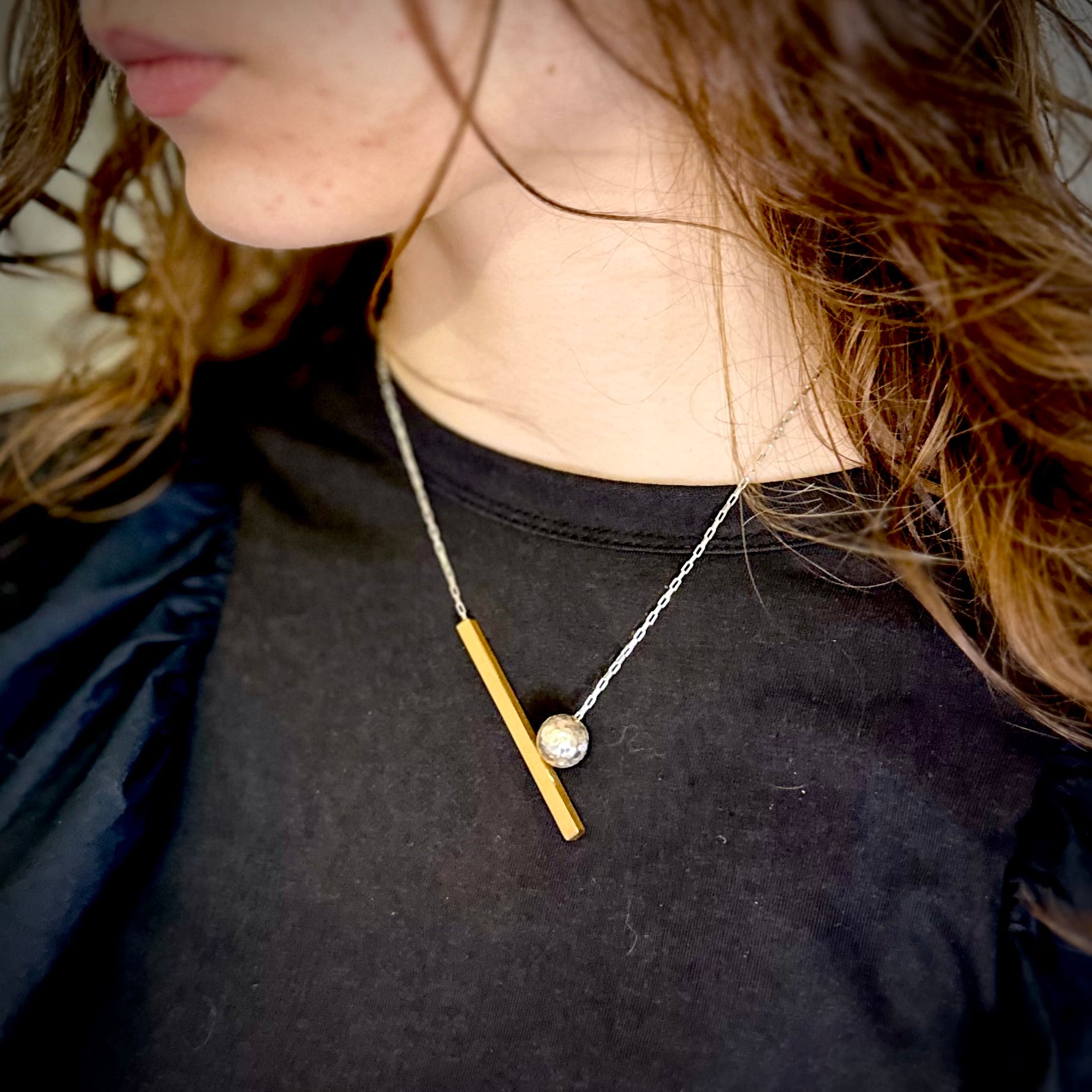 Sticks + Stones ball & stick necklace in gold and silver, middle length