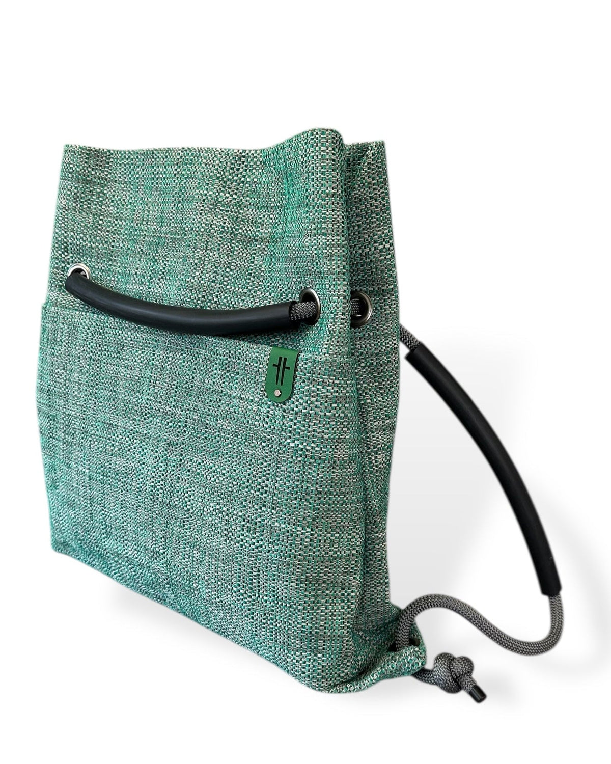 Turquoise heavy weave twill sustainable bag - convertible limited edition backpack