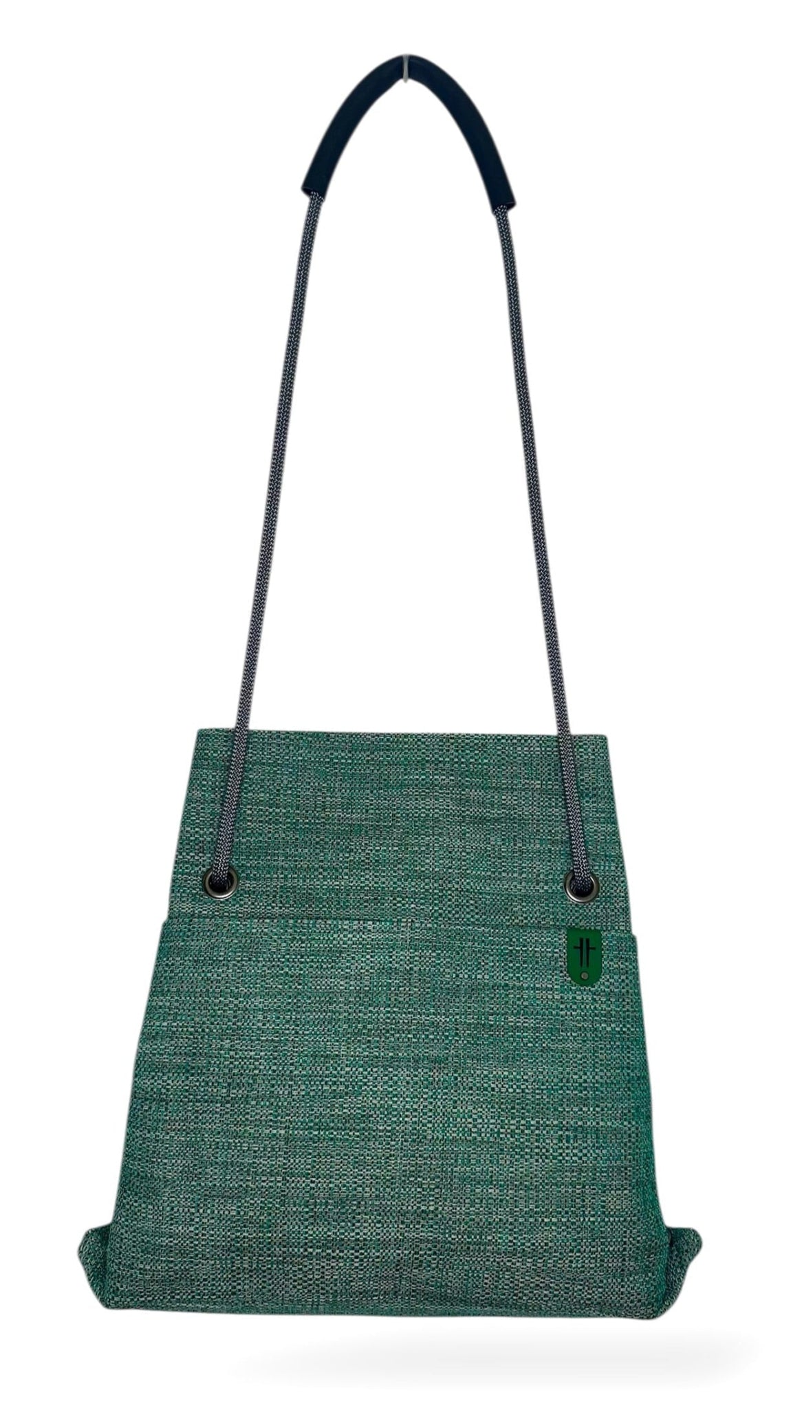 Turquoise heavy weave twill sustainable bag - convertible customisable backpack