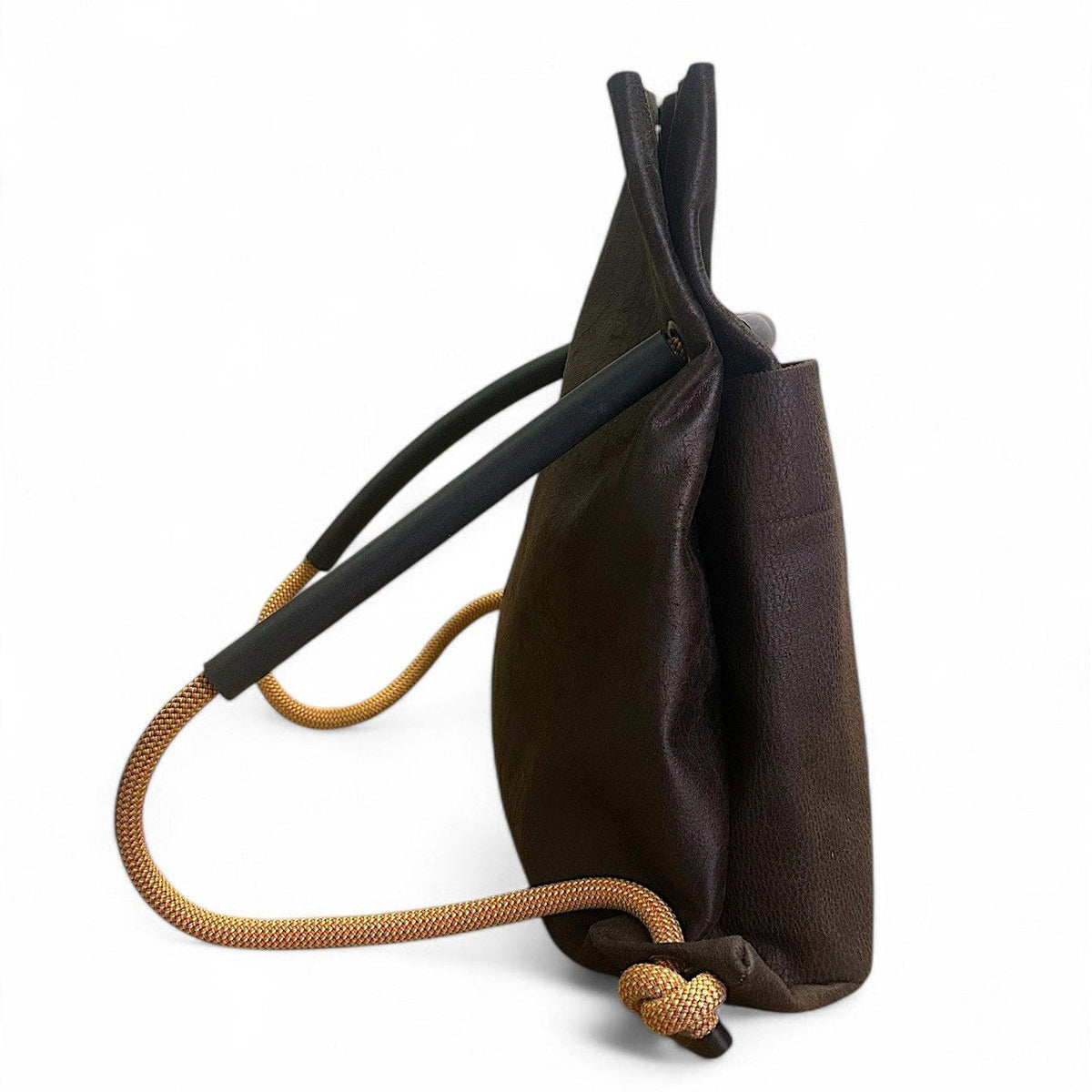 2in1 backpack by Ditto in reclaimed brown nubuck & recycled climbing ropes handles