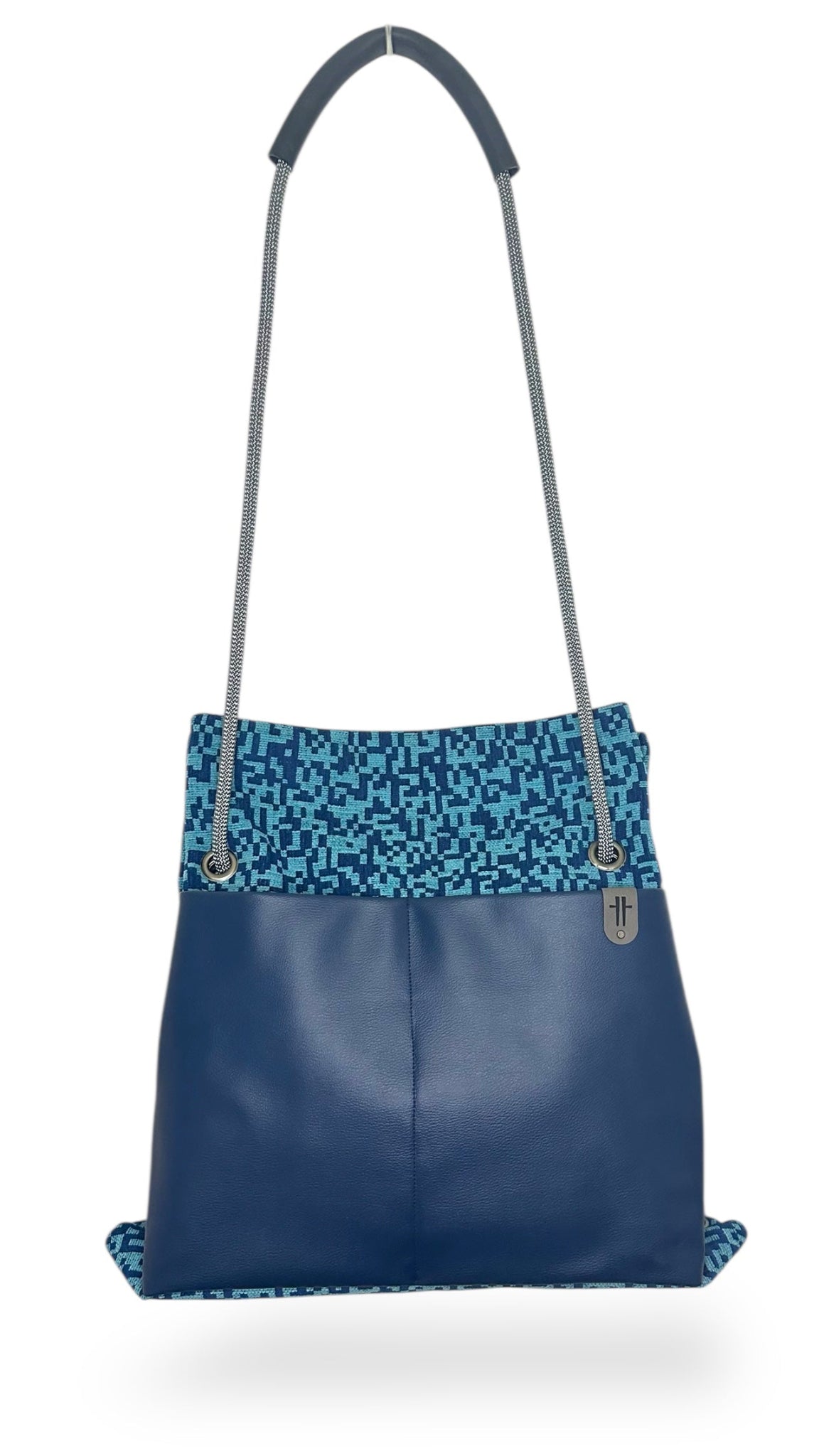 geometric blue commuter 2in1 bag -  -sustainable customisable backpack