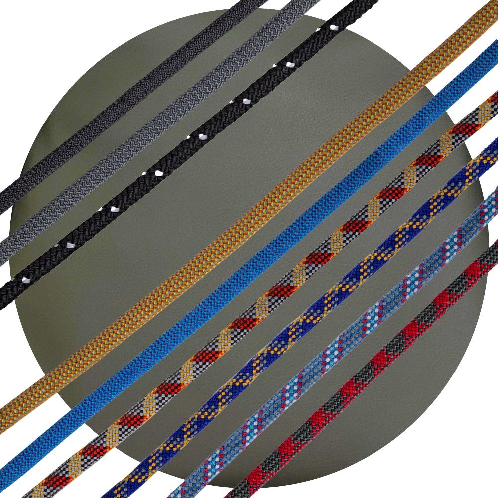 Olive grey faux leather swatch with rope overlay