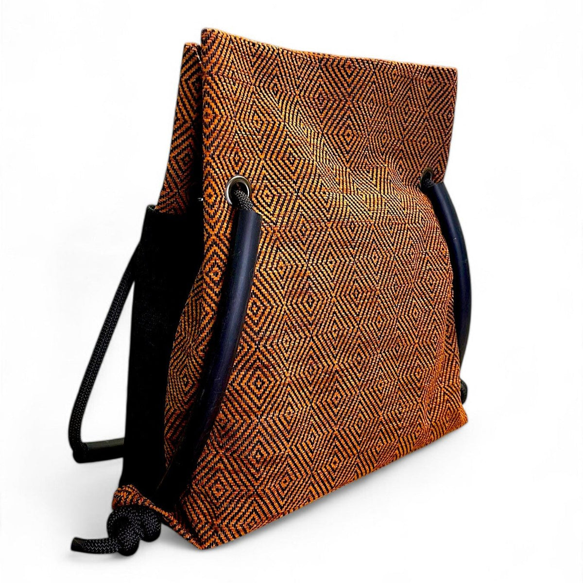 Ditto orange & black geometric convertible  backpack - one of a kind