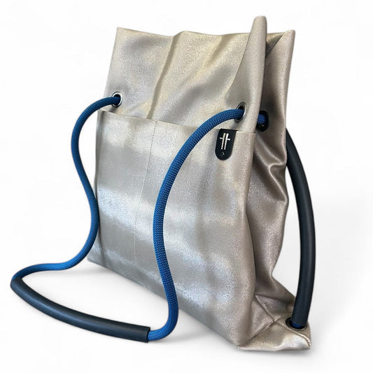 platinum pleather limited edition sustainable bag - convertible commuter backpack