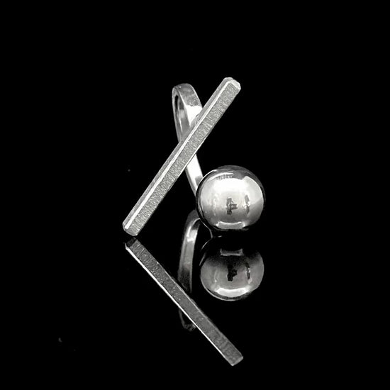 Pebble-dash Sterling handmade architectural ring