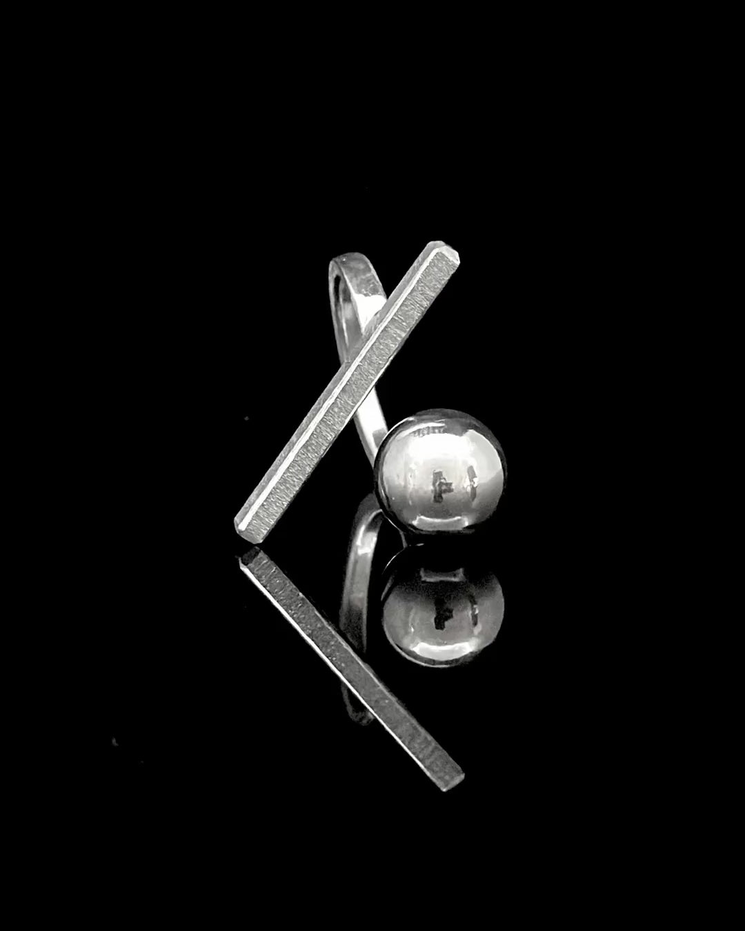 Pebble-dash Sterling handmade architectural ring