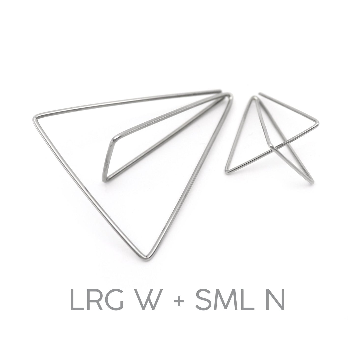mismatched steel triangle earrings